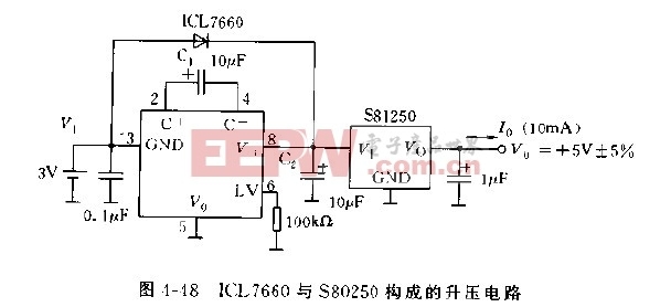 ICL7660与S80250构成的升压电路图