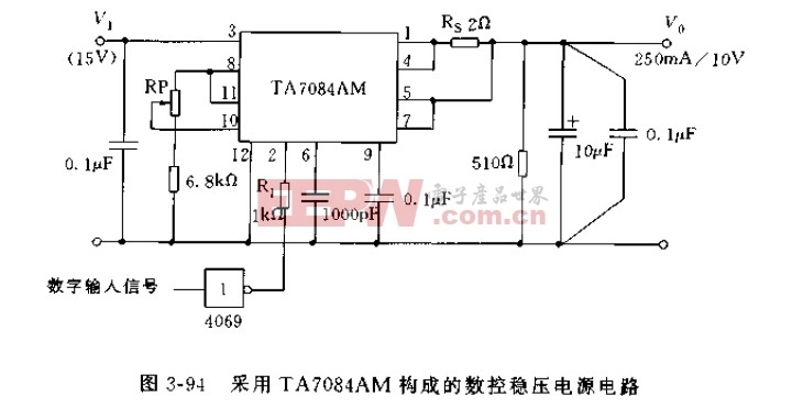 采用TA7084AM构成的数控稳压电源电路