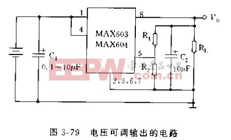 MAX603/604电压可调输出的电路图