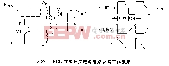 RCC方式开关电源电路及其工作波形