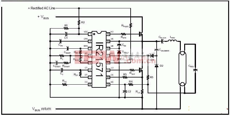 直管型集成电路R21571电子镇流器电路