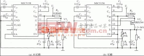 MIC5158构成的输出电压可调的线性稳压器电路