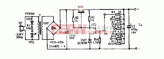 1.5～12V可调稳压串调电源电路