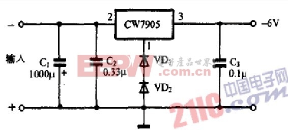 CW7905设计的6V输出稳压电源电路