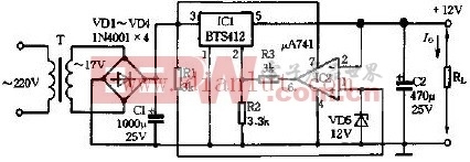 用BTS412设计的开关稳压电源电路图