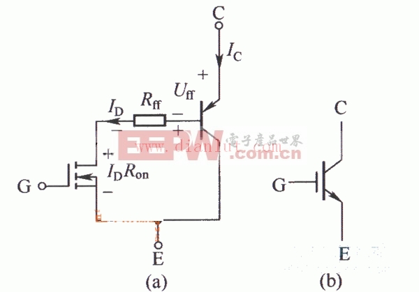 N沟道IGBT的简化等效电路和电气图形符号电路
