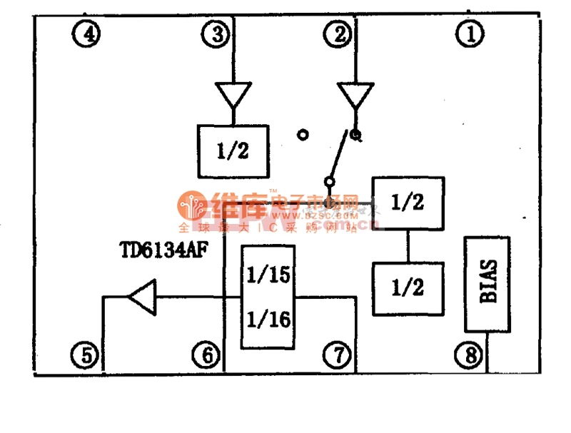 　TD6134AF集成块的内电路方框图