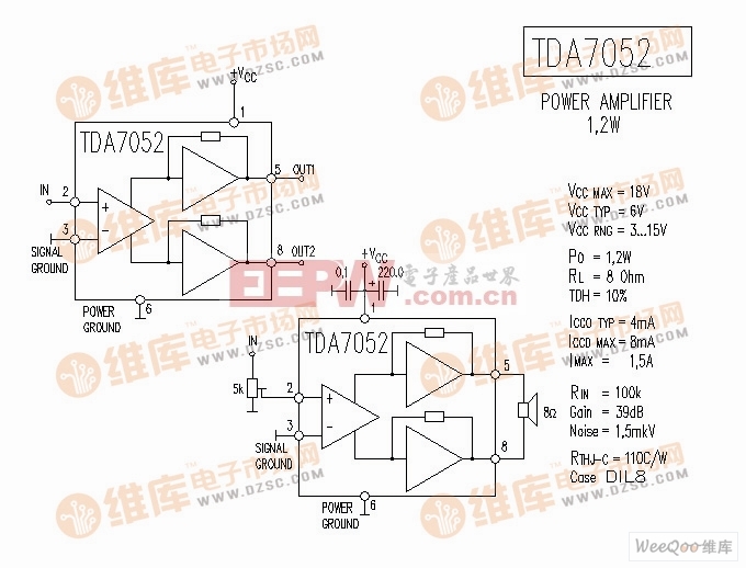 TDA7052 音响IC电路