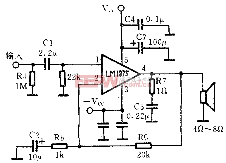 LM1875应用于功率放大电路