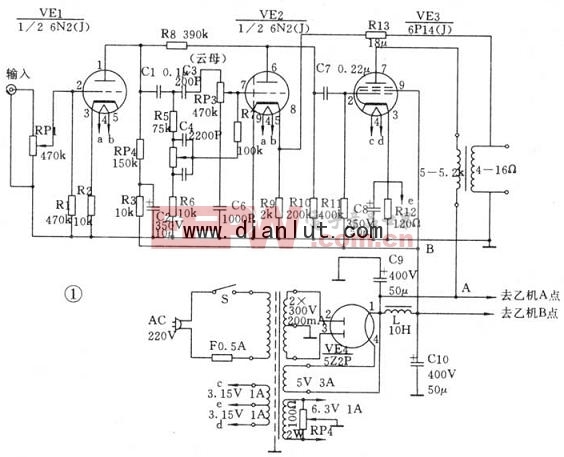 自制6p14小功率胆机电路