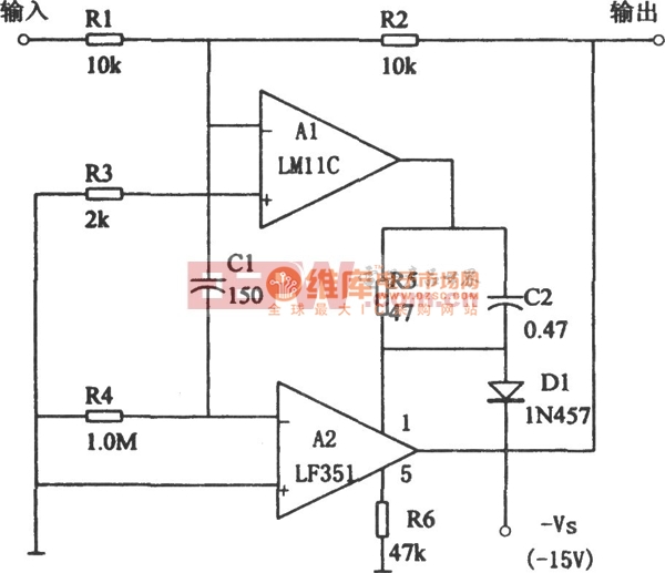 电流跟随器(LM11、LF351)电路图