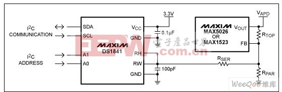 利用DS1841和升压型DC-DC转换器构成的APD偏置电路