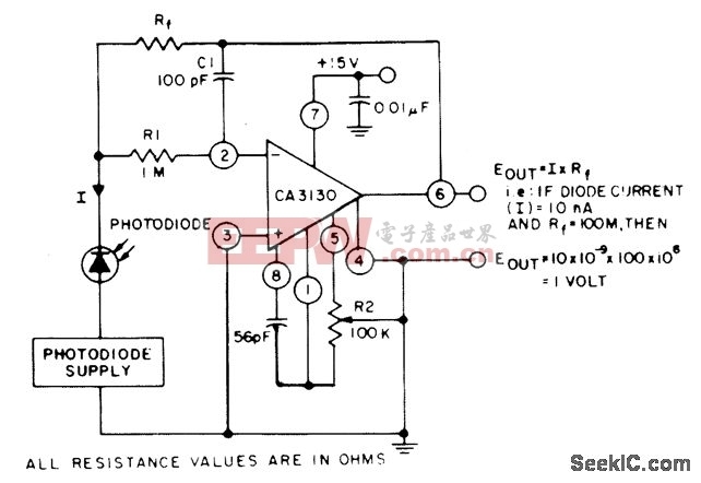 光电二极管电流-电压转换器电路