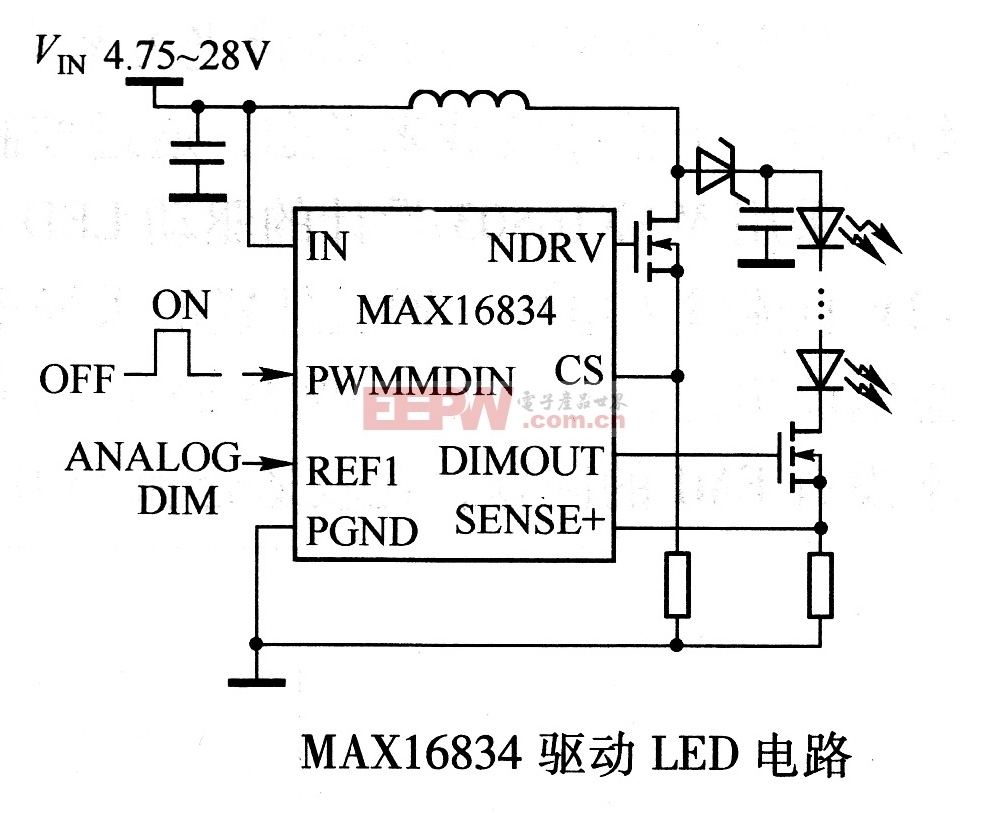 MAX16834驱动LED电路