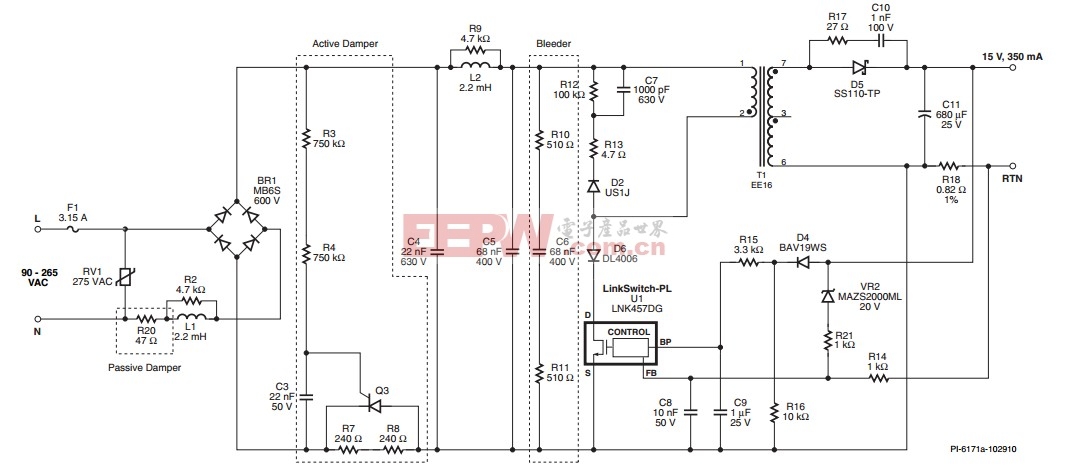 LinkSwitch-PL系列LED驱动器电路