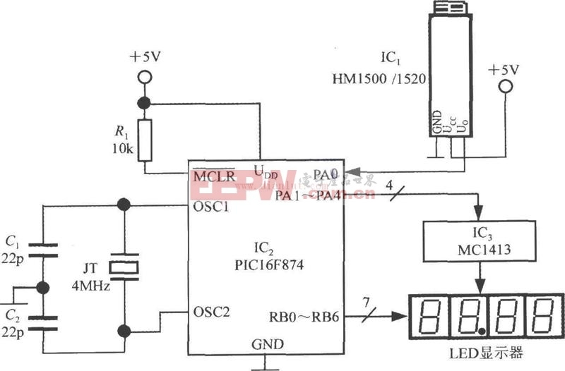 基于PIC16F874设计的电压输出式集成湿度传感器电路