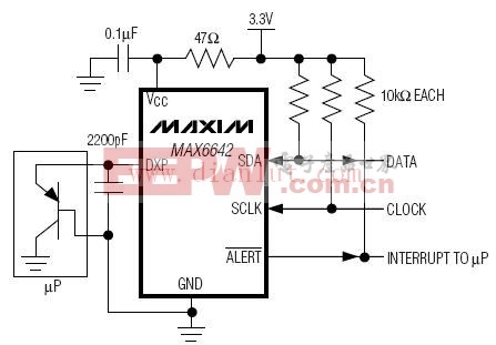 以MAX6642为基的MAXIM温度传感器电路