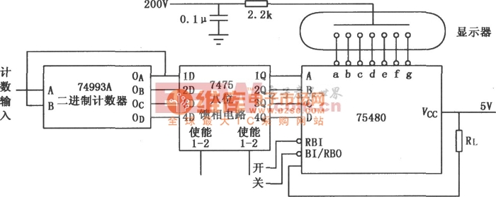 SN75480高压七段译码器/阴极驱动器电路图