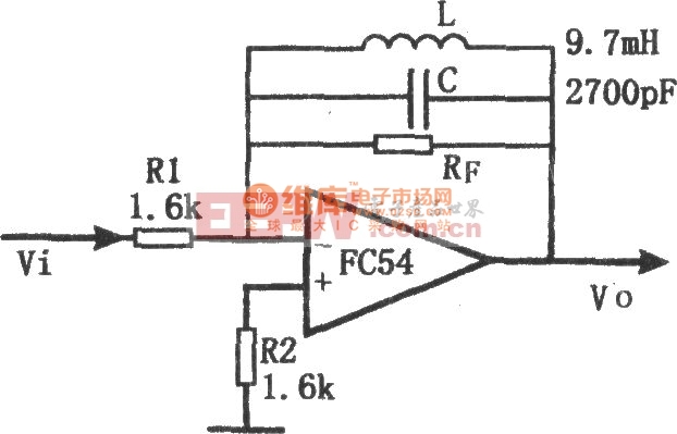 有源窄带滤波器(FC54)电路图