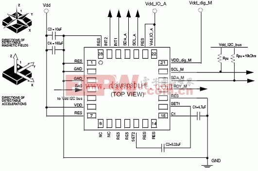 LSM303DLH电连接图（1）：I2C快速模式