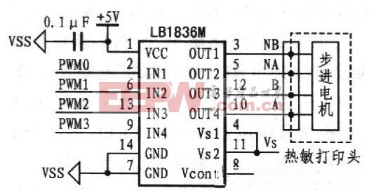 LB1836M构成的步进电机驱动电路