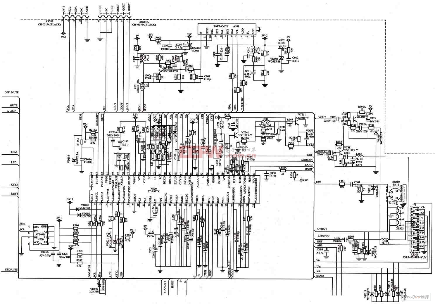 长虹CH-16机芯（PF21156）电视机超级芯片电路