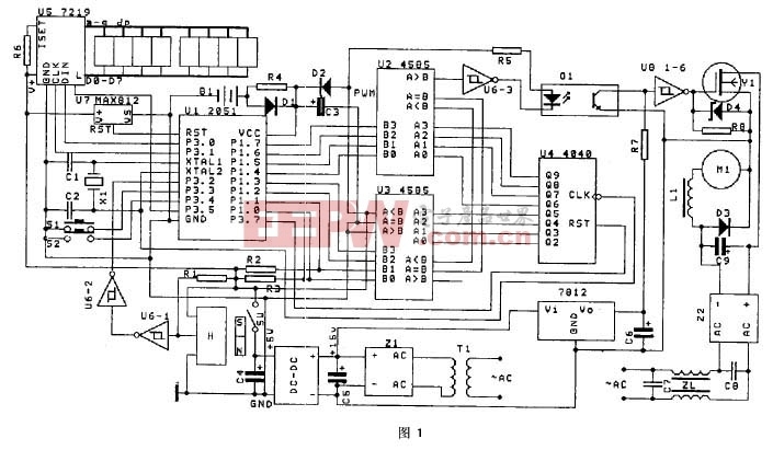MSP430的直流电机PWM调速双闭环控制系统的原理图
