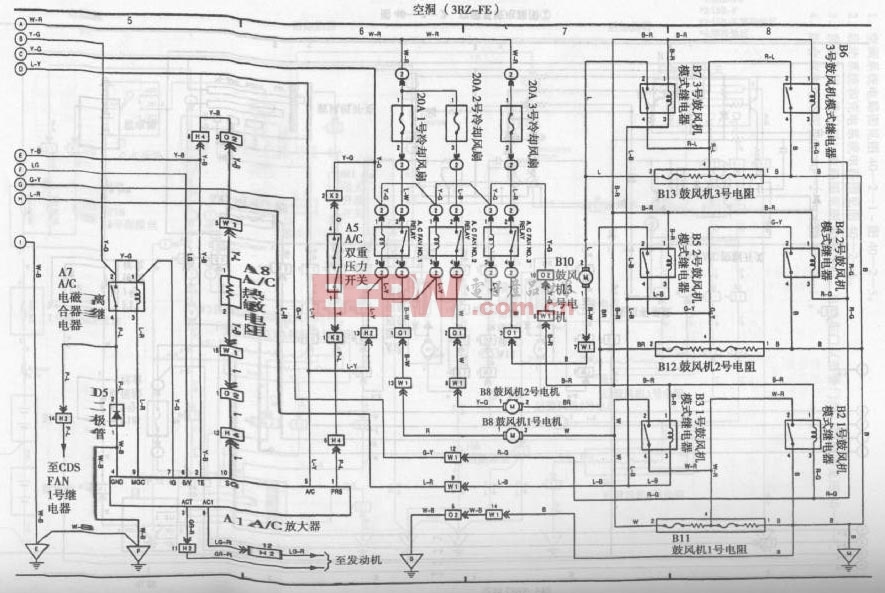 丰田考斯特客车空调系统电路图