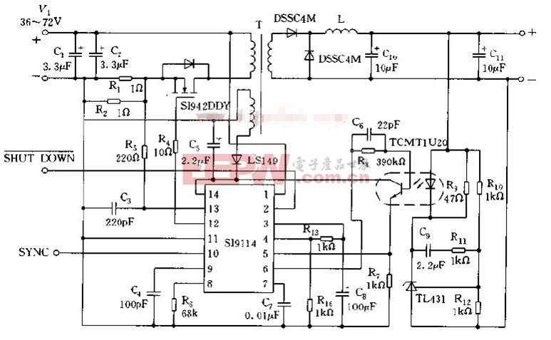SI9114构成的DC/DC变换器的典型应用电路图