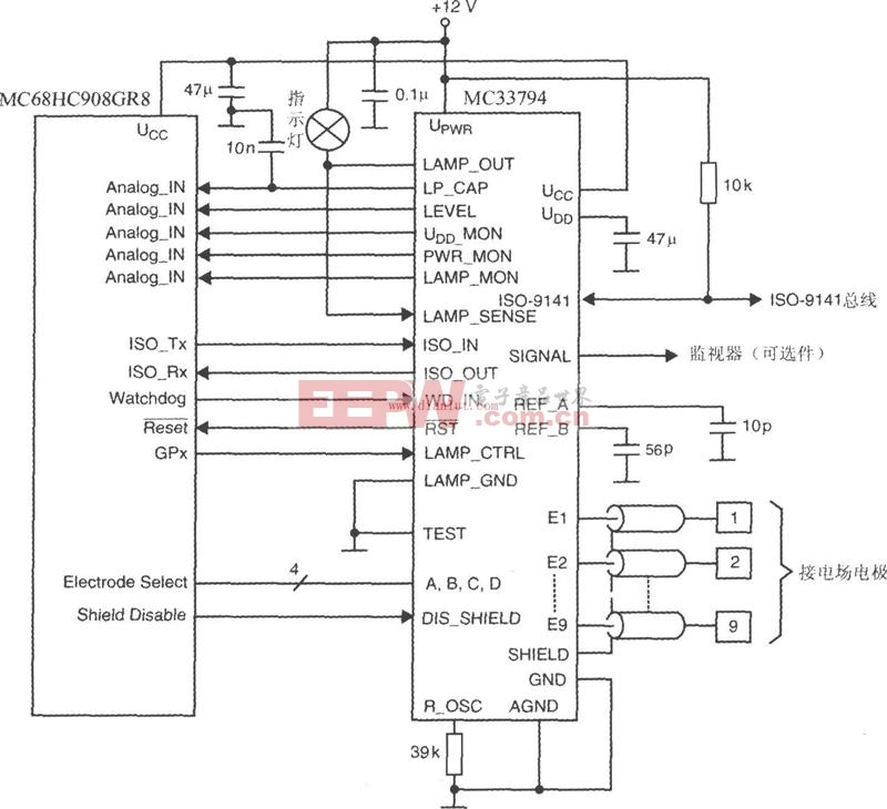 采用MC33794与微控制器设计的接线电路