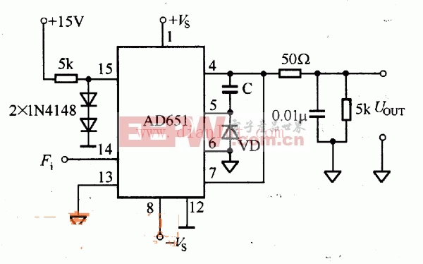AD 651F/V转换电路