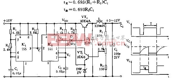开关式3-12V可调稳压电源电路原理图