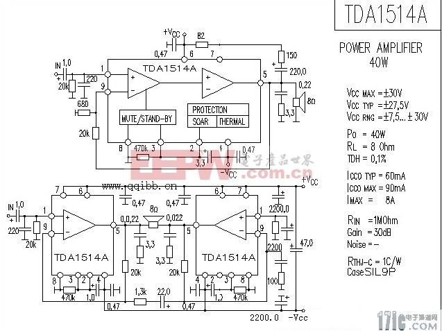 飞利浦TDA1514A功放电路及调整方法