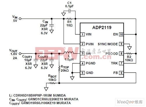 ADP2119典型应用电路（二）