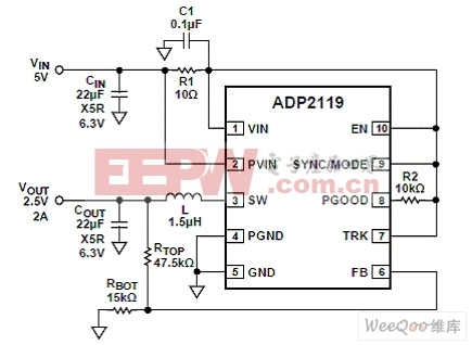 ADP2119典型应用电路（四）