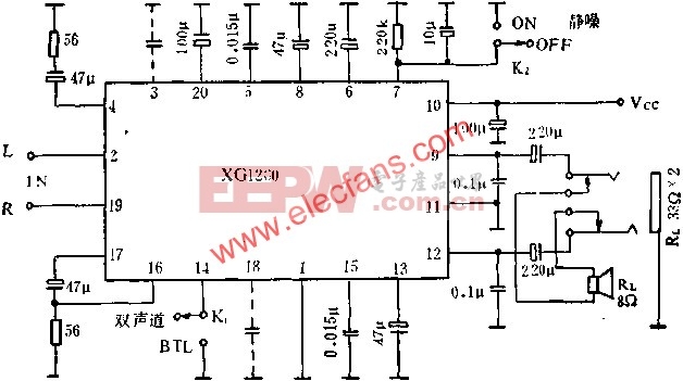 XG1260音频功率放大电路应用原理  www.elecfans.com