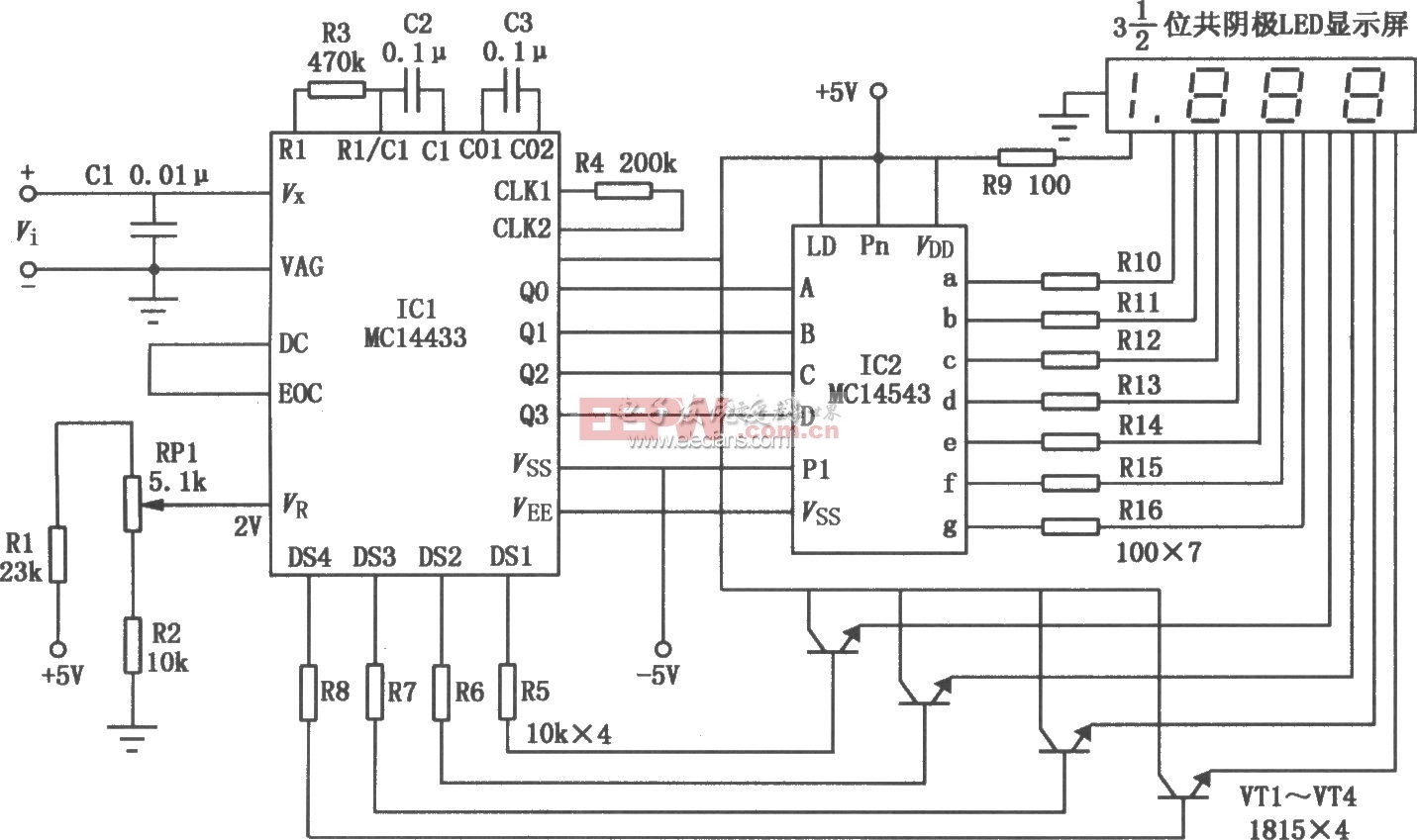 基于MMC14433/MMC14543的数字式直流毫伏表电路