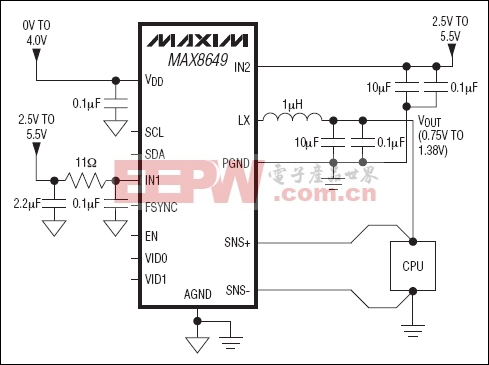 MAX8649：典型工作电路