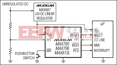 MAX705, MAX706, MAX707, MAX708, MAX813, MAX813L: Typical Operating Circuit