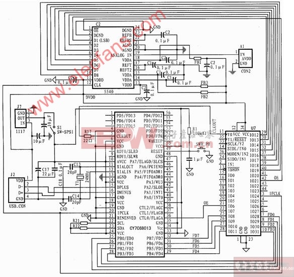 cy7c68013原理图及应用电路图