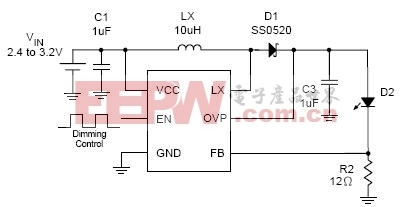 RT9271白光LED电源芯片应用电路