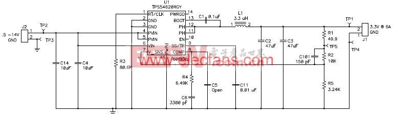 TPS54620应用电路及解决方案原理图 www.elecfans.com