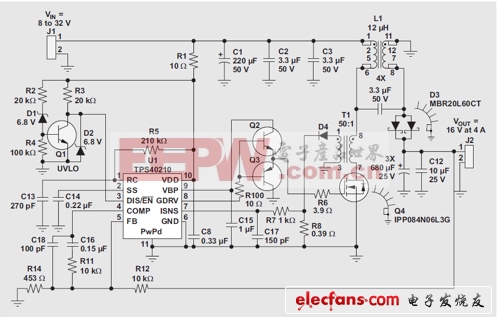耦合电感的原型SEPIC电路(4A时16V)
