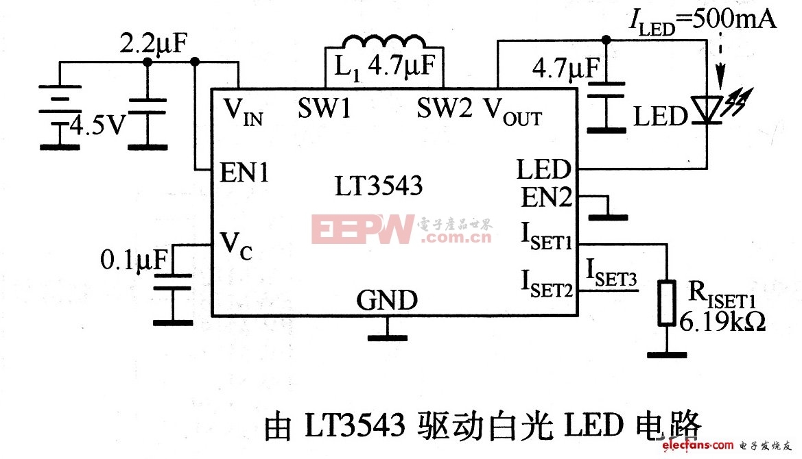 LTC3543驱动白光LED电路