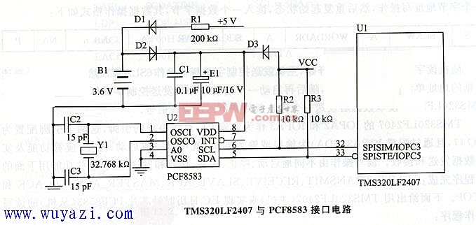 TMS320LF2407与PCF8583接口电路