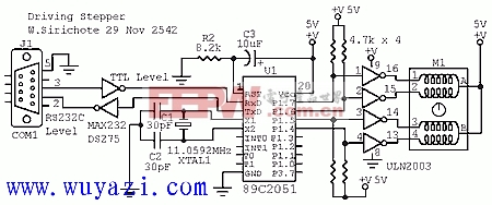 AT89C2051单片机驱动步进电机的电路和源码