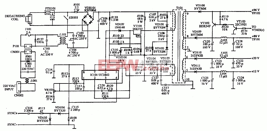 ENVISION EC-1439型显示器电源电路