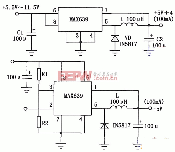 固定／可调输出的MAX639系列多功能开关集成稳压器电路