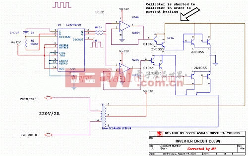 低成本的500W/12V至220V逆变器电路
