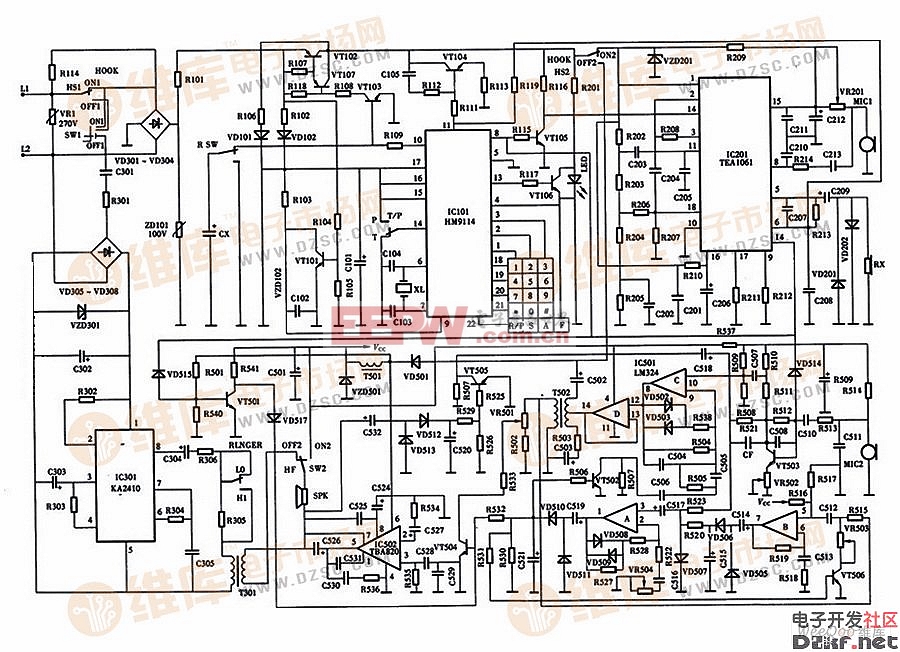 TCLHCD863(Ⅲ)P/TSD型电话机电路图